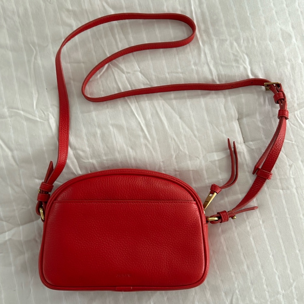 Jcrew red leather camera purse crossbody NWT